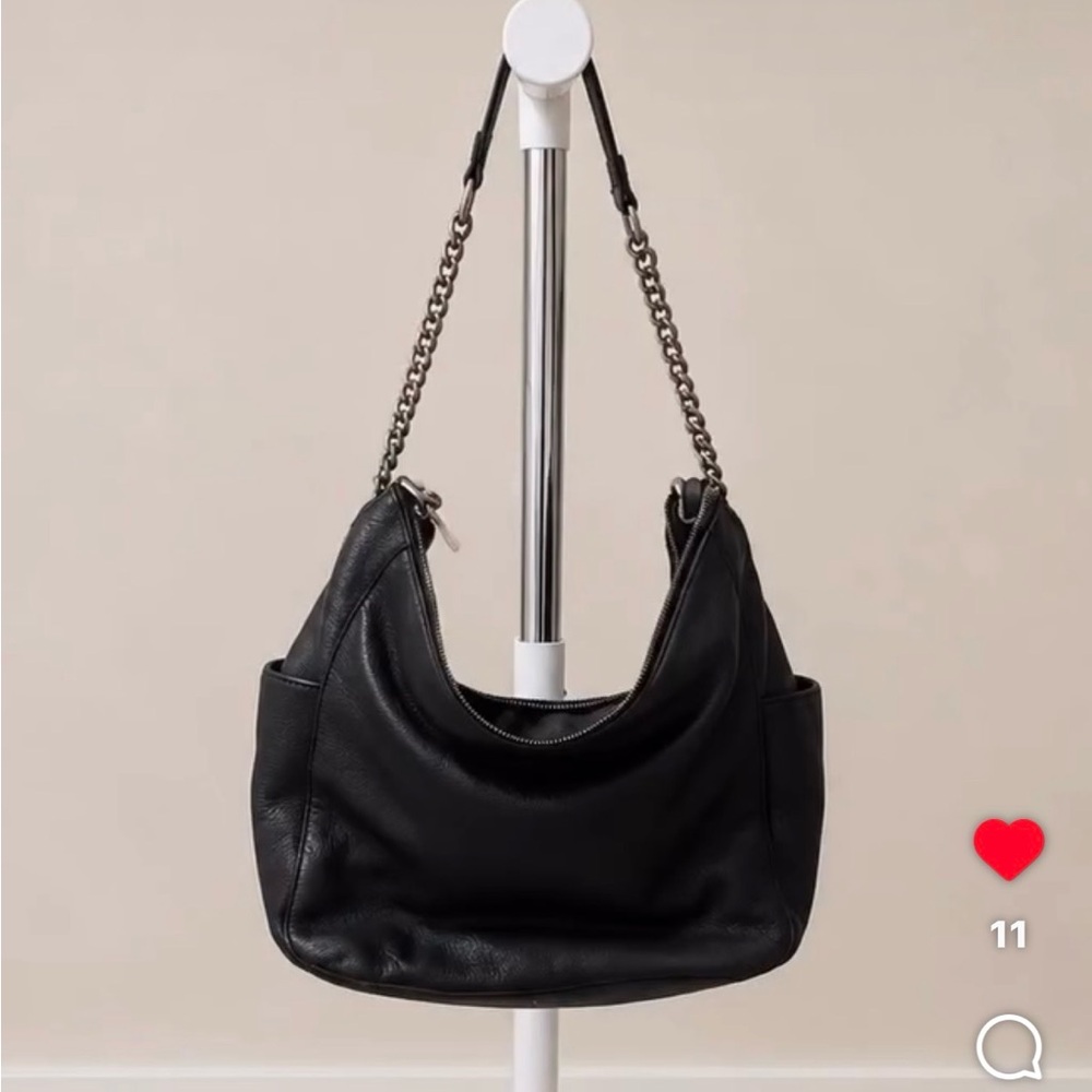 Michael Kors Black Pebbled Leather Chain-Handle Hobo - Picture 2 of 2